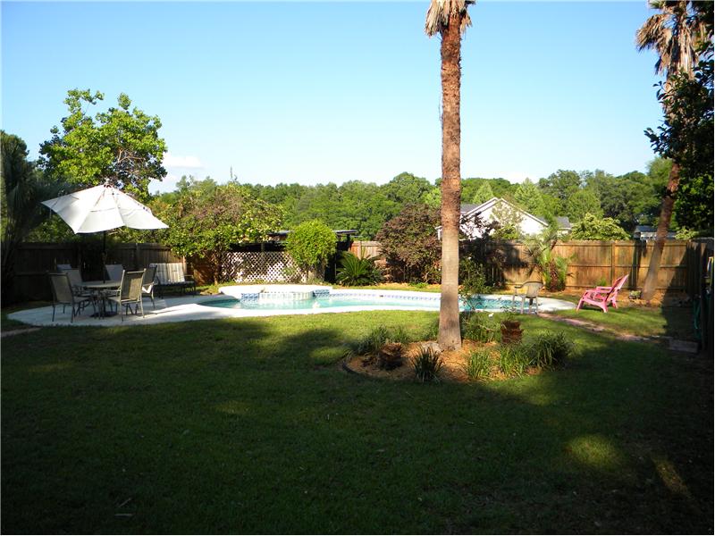 Wood Privacy Fenced Pool Area