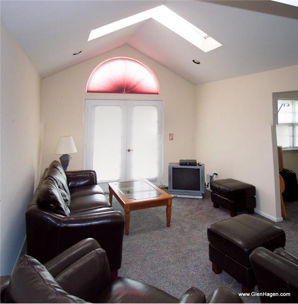 Vaulted Ceiling and Skylight in Living Room