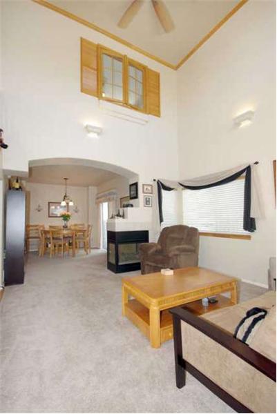 View of vaulted ceilings and interior window