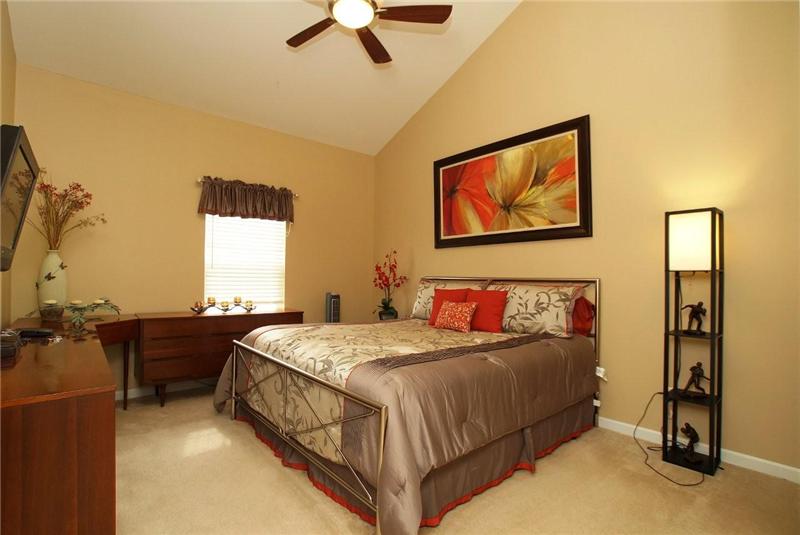 Master bedroom with upgraded light fixture