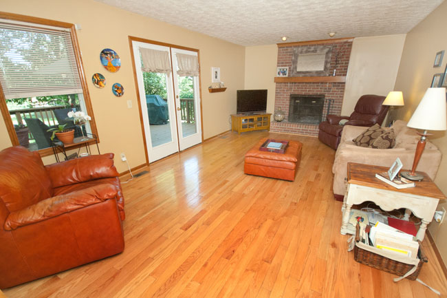Family room, walkout and fireplace