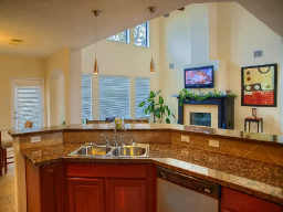 The Gourmet Kitchen has plenty of counter space & cabinets.