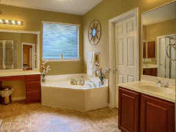 The master bath has separate tub & shower.