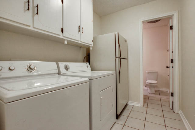 The separate laundry area is spacious!