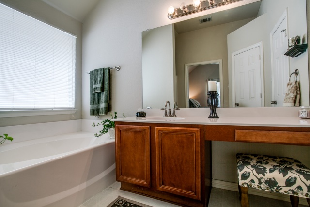 Relax in the nice garden tub.