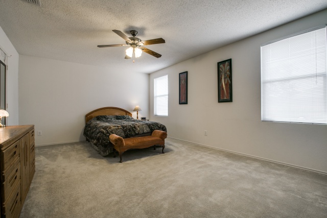 The master bedroom is spacious and has attached master bath.