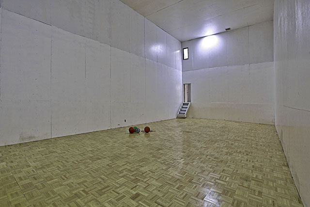 Indoor sport court entrance from lower level