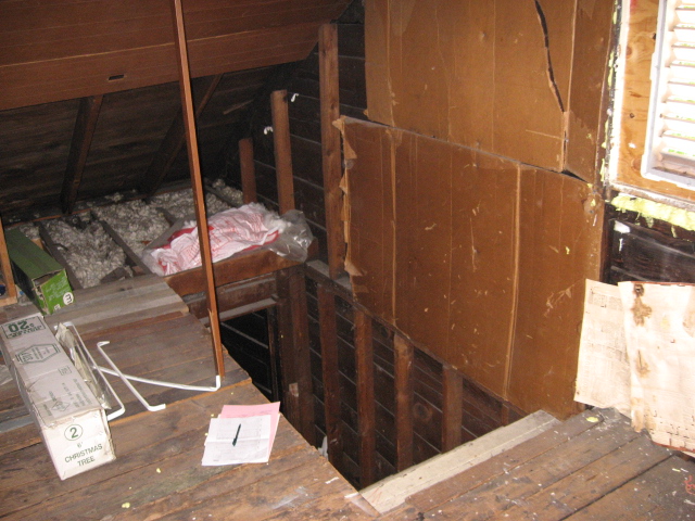 Walk up attic with permanant stairs