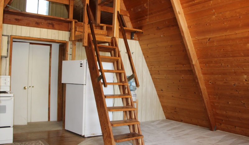 Inside A Frame Suite, 1 bedroom 1 bath with wood burning stove and loft