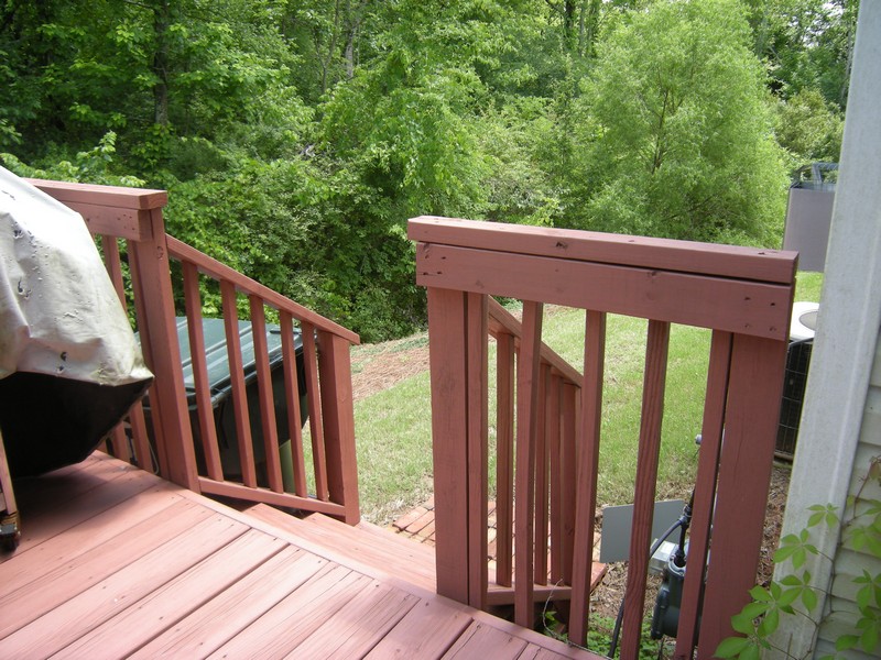 Wood deck in the backyard