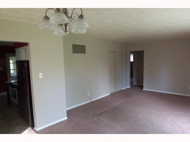 Living room/Dining room combination with updated lighting and new carpet-Recently painted