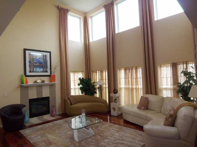Den/Family/Great Room:  Sun-filled, vaulted ceiling great room with gas log fireplace and marble surround