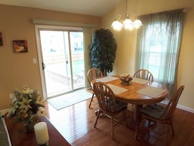 Kitchen:  Gleaming hardwood floor dining area in kitchen