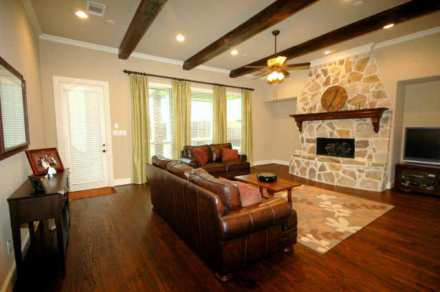 Family room and fireplace