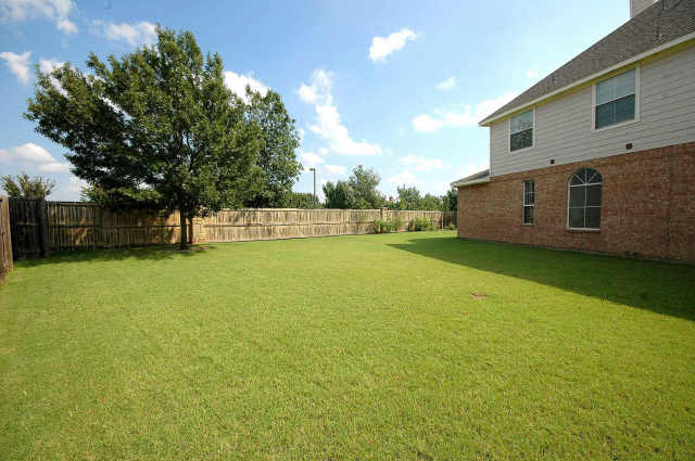 Fenced yard with lawn