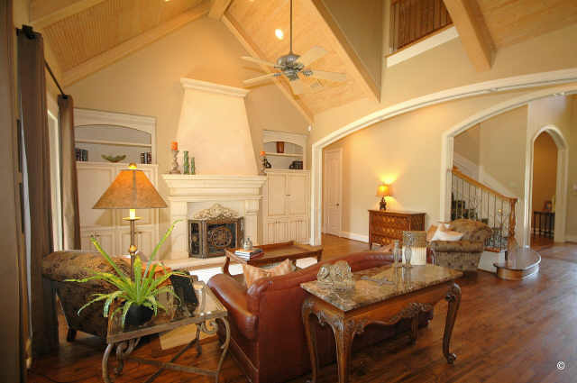 Vaulted ceilings in family room