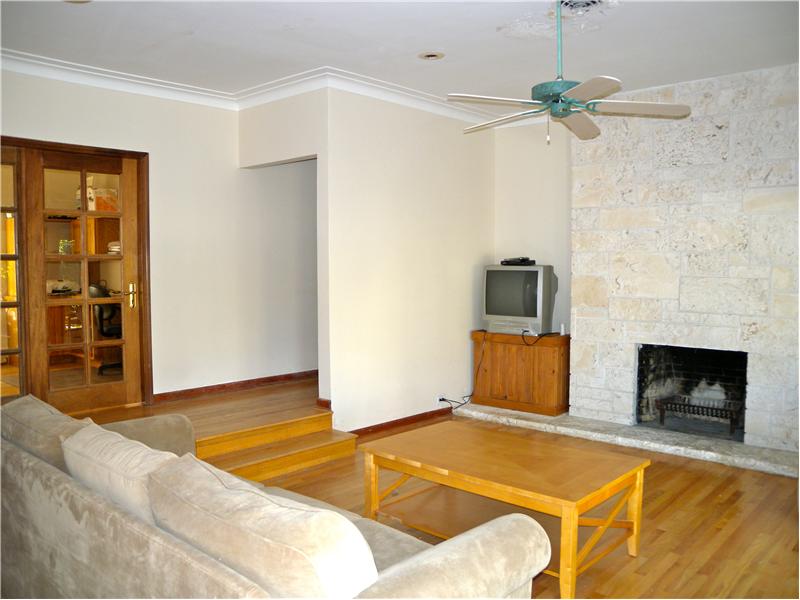 Natural stone facade at fireplace