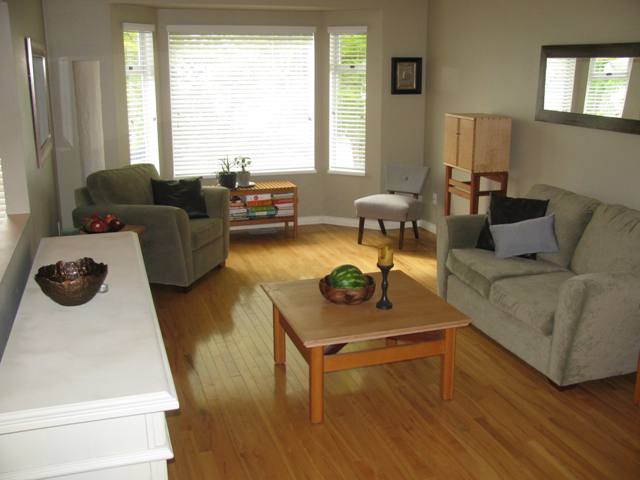 Living Room with soild beech hardwood floor and Bay Window